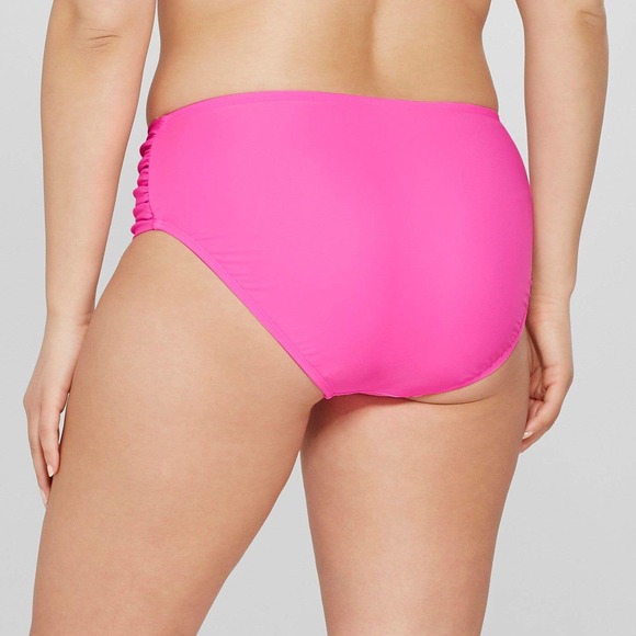 Women's Plus Shirred Tab Hipster Bikini Bottom - Picture 2 of 4